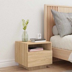 vidaXL Κομοδίνο με Φώτα LED Sonoma Δρυς 40 x 39 x 37 εκ.