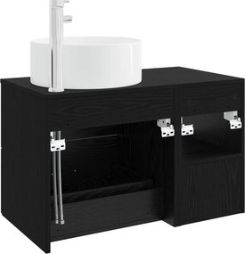 vidaXL Σετ Επίπλων Μπάνιου 2 pcs Μαύρη Δρυς Επεξεργασμένο Ξύλο