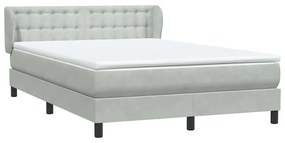 vidaXL Κρεβάτι Boxspring με Στρώμα Ανοιχτό Γκρι 160x220 εκ. Βελούδινο