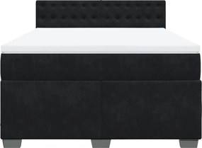 vidaXL Κρεβάτι Boxspring με Στρώμα Μαύρο 160x200 εκ. Βελούδινο
