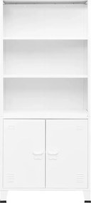 vidaXL Βιομηχανική Βιβλιοθήκη Λευκή 80 x 32 x 180 εκ. Ατσάλινη