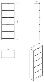 Παπουτσοθήκη Hugo 25 με Καθρέπτη Γκρί Δρύς 67x28x191,5 εκ. 67x28x191.5 εκ.