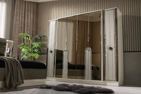 Σετ Κρεβατοκάμαρας Μοντέλο Πολυτελείας σε Λευκό και Ασημί 160x200 cm