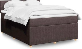 vidaXL Κρεβάτι Boxspring με Στρώμα Σκούρο Καφέ 160x200 εκ Υφασμάτινο