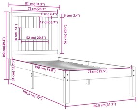 ΠΛΑΙΣΙΟ ΚΡΕΒΑΤΙΟΥ ΜΑΥΡΟ 75X190 ΕΚ. ΜΑΣΙΦ ΞΥΛΟ 2FT6 SMALL SINGLE 3104027