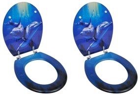 vidaXL Καλύμματα Λεκάνης με Καπάκια 2 τεμ. Σχέδιο Δελφίνι από MDF