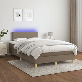 Κρεβάτι Boxspring με Στρώμα &amp; LED Taupe 120x200 εκ. Υφασμάτινο