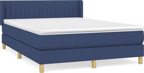vidaXL Κρεβάτι Boxspring με Στρώμα Μπλε 140x190 εκ. Υφασμάτινο