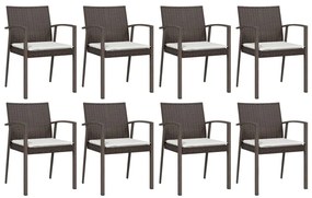 vidaXL Σετ Τραπεζαρίας Κήπου 9 τεμ. Συνθ. Ρατάν / Ατσάλι με Μαξιλάρια