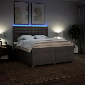vidaXL Κρεβάτι Boxspring με Στρώμα Taupe 200x200 εκ. Υφασμάτινο