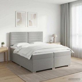 vidaXL Κρεβάτι box spring με στρώμα Ανοιχτό γκρι 200 x 200 cm Ύφασμα