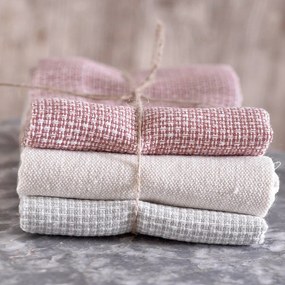 Πετσέτες Κουζίνας Castilla (Σετ 3τμχ) Grey, Ecru, Pomegranate Ρυθμός 100% Cotton