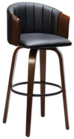 ENZO Σκαμπό Bar Καρυδί, Pu Μαύρο 50x50x78/103cm
