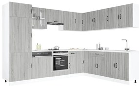 vidaXL Σετ Ντουλάπια Κουζίνας 14 τεμ. Lucca Γκρι Sonoma Επεξ. Ξύλο