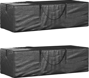 vidaXL Τσάντες Αποθ. Μαξιλαριών 2 τεμ Μαύρες 135x40x55εκ Πολυαιθυλένιο
