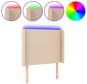 vidaXL Κεφαλάρι Κρεβατιού LED Καπουτσίνο 93x16x118/128 εκ