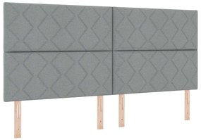 vidaXL Κρεβάτι με ελατήρια με στρώμα Ανοιχτό γκρι 200 x 200 cm ύφασμα