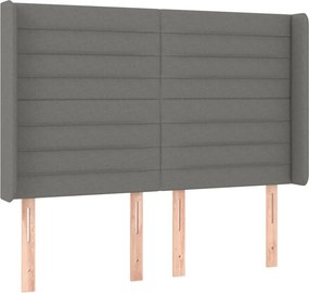 vidaXL Κρεβάτι Boxspring με Στρώμα &amp; LED Σκ.Γκρι 140x190εκ. Υφασμάτινο