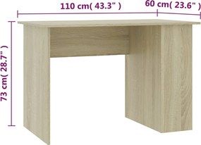 vidaXL Γραφείο Χρώμα Sonoma Δρυς 110 x 60 x 73 εκ. από Μοριοσανίδα