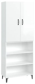 vidaXL Μπουφές Γυαλιστερό Λευκό 69,5x32,5x180 εκ. Επεξεργασμένο Ξύλο