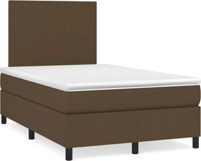 vidaXL Κρεβάτι Boxspring με Στρώμα Σκούρο Καφέ 120x200 εκ. Υφασμάτινο