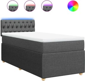 vidaXL Κρεβάτι Boxspring με Στρώμα Σκούρο Γκρι 90x190 εκ. Υφασμάτινο