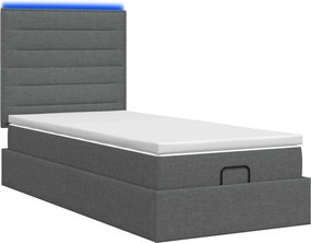vidaXL Κρεβάτι Ottoman με Στρώμα και LED Σκούρο Γκρι 100 x 200 cm