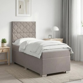 vidaXL Κρεβάτι box spring με στρώμα Taupe 90 x 200 cm Ύφασμα