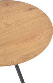 Τραπέζι Xuson pakoworld φυσικό mdf-πόδι μαύρο μέταλλο Φ80x75εκ