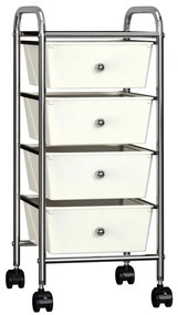 vidaXL Τρόλεϊ με 4 Συρτάρια Φορητό Λευκό Πλαστικό