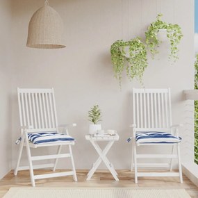Μαξιλάρια Καρέκλας 2 τεμ. Μπλε/Λευκό Ριγέ 50x50x7εκ. Υφασμάτινα - Πολύχρωμο