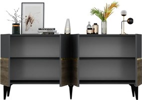 Stewehome Κονσόλα Ανθρακί (Καρυδί) Χρυσό 150x40x80 cm