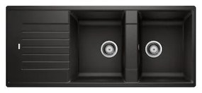 Blanco Zia 8 S Black SILGRANIT™ PuraDur™ Γρανιτένιος Νεροχύτης Ένθετος Αντιστρεφόμενος με 2 Γούρνες και Ποδιά 116x50cm