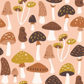Φωτογραφία Τέχνης Mushrooms Seamless Pattern, insemar, (40 x 40 cm)