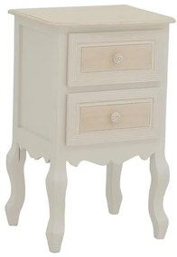 Κομοδίνο Joliene Inart mdf σε λευκή αντικέ-φυσική απόχρωση 40x34.5x64.5εκ 40x34.5x64.5 εκ.