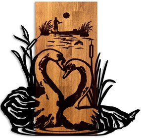 Διακοσμητικό Τοίχου Swan Lake 899SKL2695 57x3x58cm Walnut-Black Wallity Ξύλο,Μέταλλο