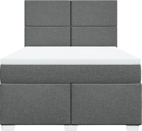 vidaXL Κρεβάτι Boxspring με Στρώμα Σκούρο Γκρι 140x200 εκ Υφασμάτινο