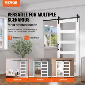 VEVOR Barn Door and Hardware Kit 30&quot; x 84&quot; Wood and Glass Sliding Barn Door Kit