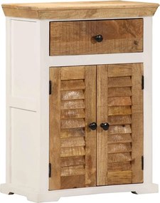 VidaXL Ντουλάπι Λευκό και Καφέ 55x30x73 εκ. Μασίφ Ακατεργ. Ξύλο Μάνγκο