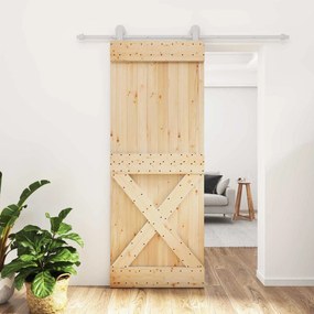 vidaXL Συρόμενη Πόρτα Φυσικό και Λευκό 80 x 210 cm