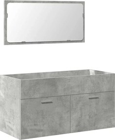 vidaXL Ντουλάπι Μπάνιου με Καθρέφτη Γκρι Σκυροδέματος από Επεξ. Ξύλο