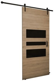 Συρόμενες πόρτες Dover 164, 34 kg, Μαύρο, Sonoma οξιά, Πλαστικοποιημένη μοριοσανίδα, Ανοιχτό καφέ, Αλουμίνιο | Epipla1.gr