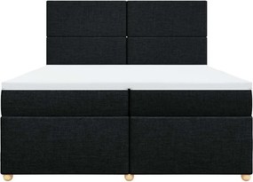 vidaXL Κρεβάτι Boxspring με Στρώμα Μαύρο 200x200 εκ. Υφασμάτινο