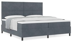 vidaXL Κρεβάτι με ελατήρια με στρώμα Σκούρο γκρι 200 x 200 cm Βελούδο