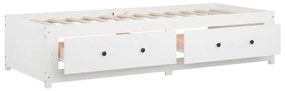 Καναπές Κρεβάτι Λευκός 90x190εκ.από Μασίφ Ξύλο Πεύκου Single - Λευκό