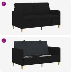 vidaXL Καναπές με Αποθήκευση Μαύρο 152 x 78 x 87 εκ Πολυεστέρας