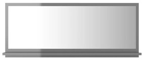 vidaXL Καθρέφτης Μπάνιου Γυαλιστερό Γκρι 90x10,5x37 εκ. Μοριοσανίδα