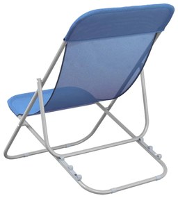 Καρέκλες Παραλίας Πτυσ. 2 Τεμ. Μπλε Textilene&amp;Ατσάλι με Πούδρα - Μπλε