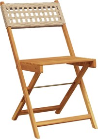 vidaXL Σετ Επίπλων Bistro 3 τεμ. Μπεζ Ρατάν/Μασίφ Ξύλο