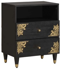 vidaXL Κομοδίνο με συρτάρι Μαύρο 50 x 33 x 62 εκ. Στερεό ξύλο μάνγκο